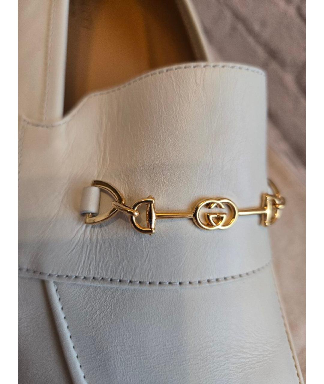 GUCCI Бежевые кожаные лоферы, фото 7