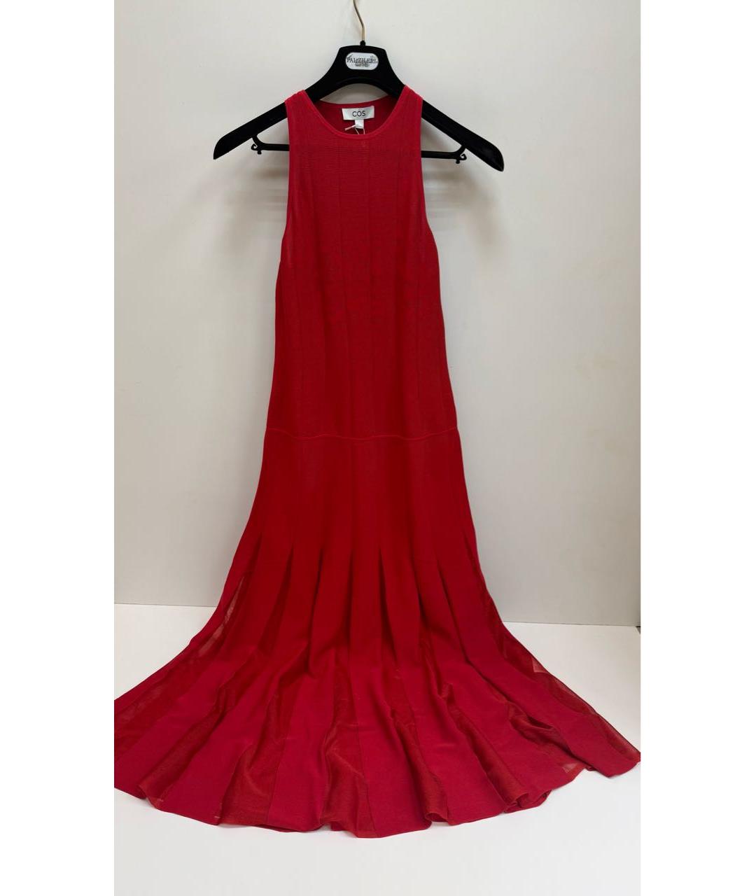 COS Красное хлопко-эластановое коктейльное платье, фото 7