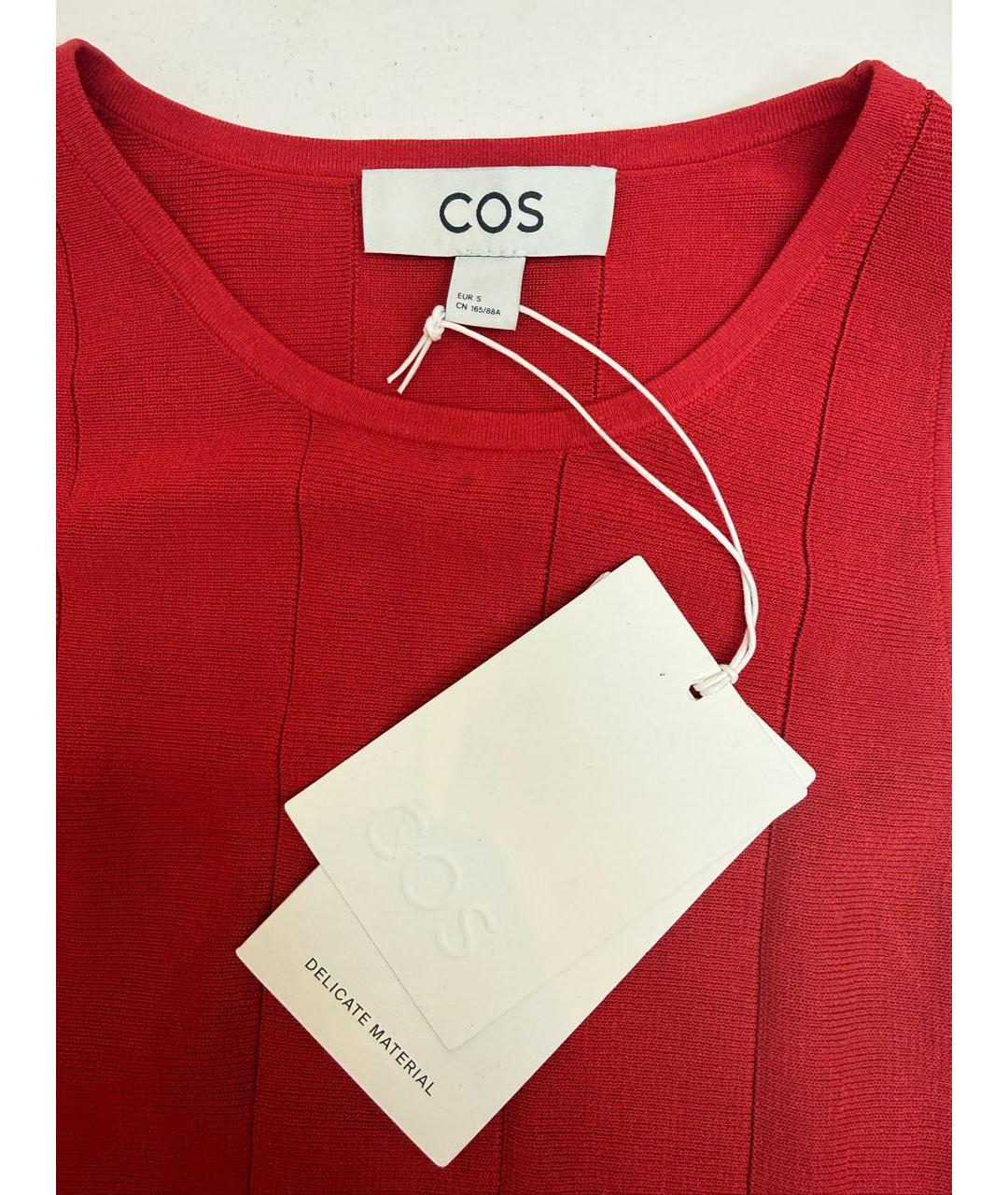 COS Красное хлопко-эластановое коктейльное платье, фото 3