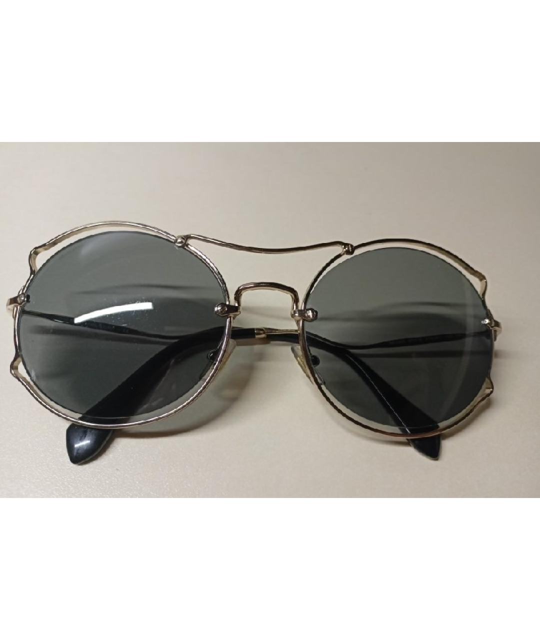 MIU MIU Серебряные металлические солнцезащитные очки, фото 4