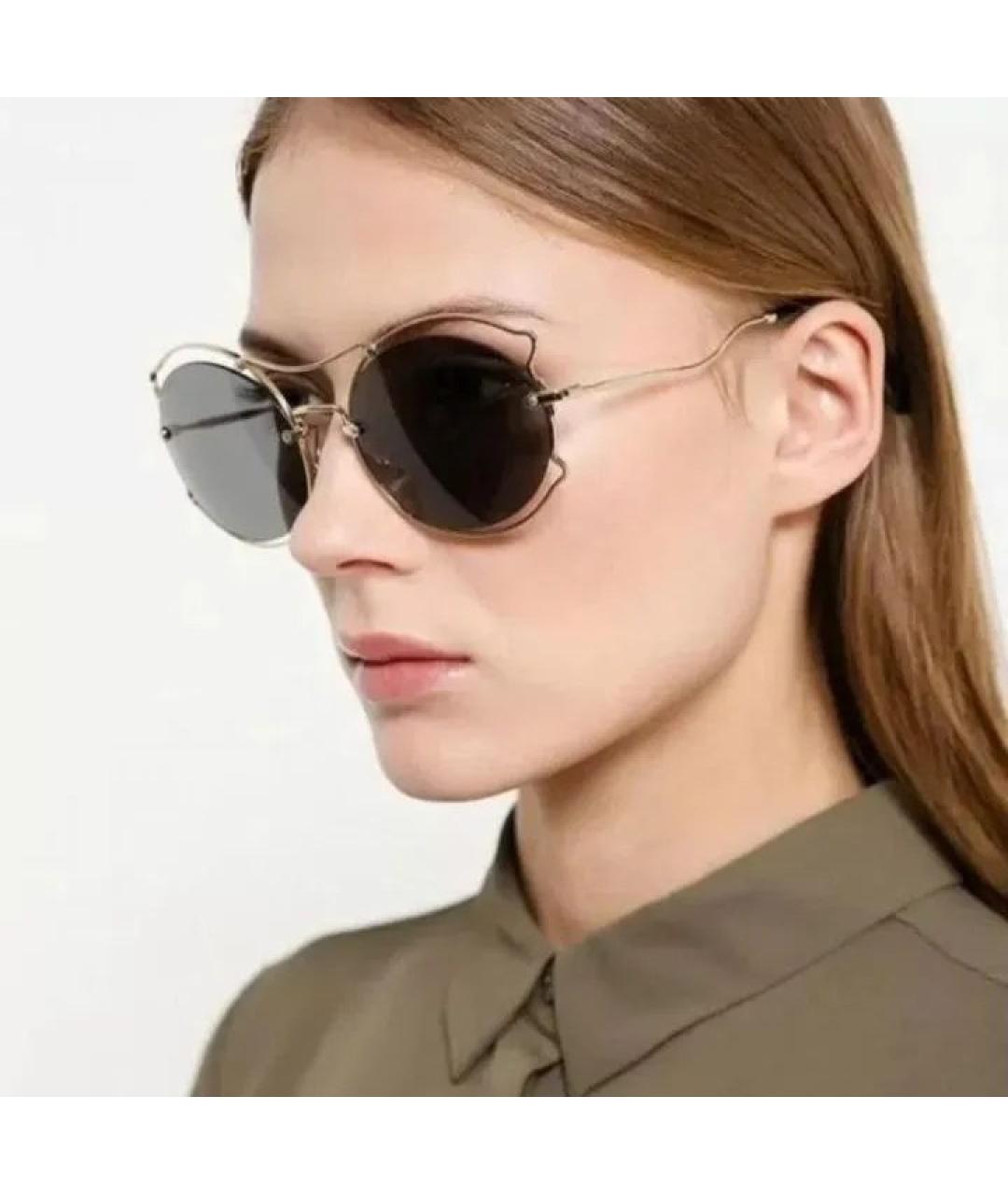 MIU MIU Серебряные металлические солнцезащитные очки, фото 2