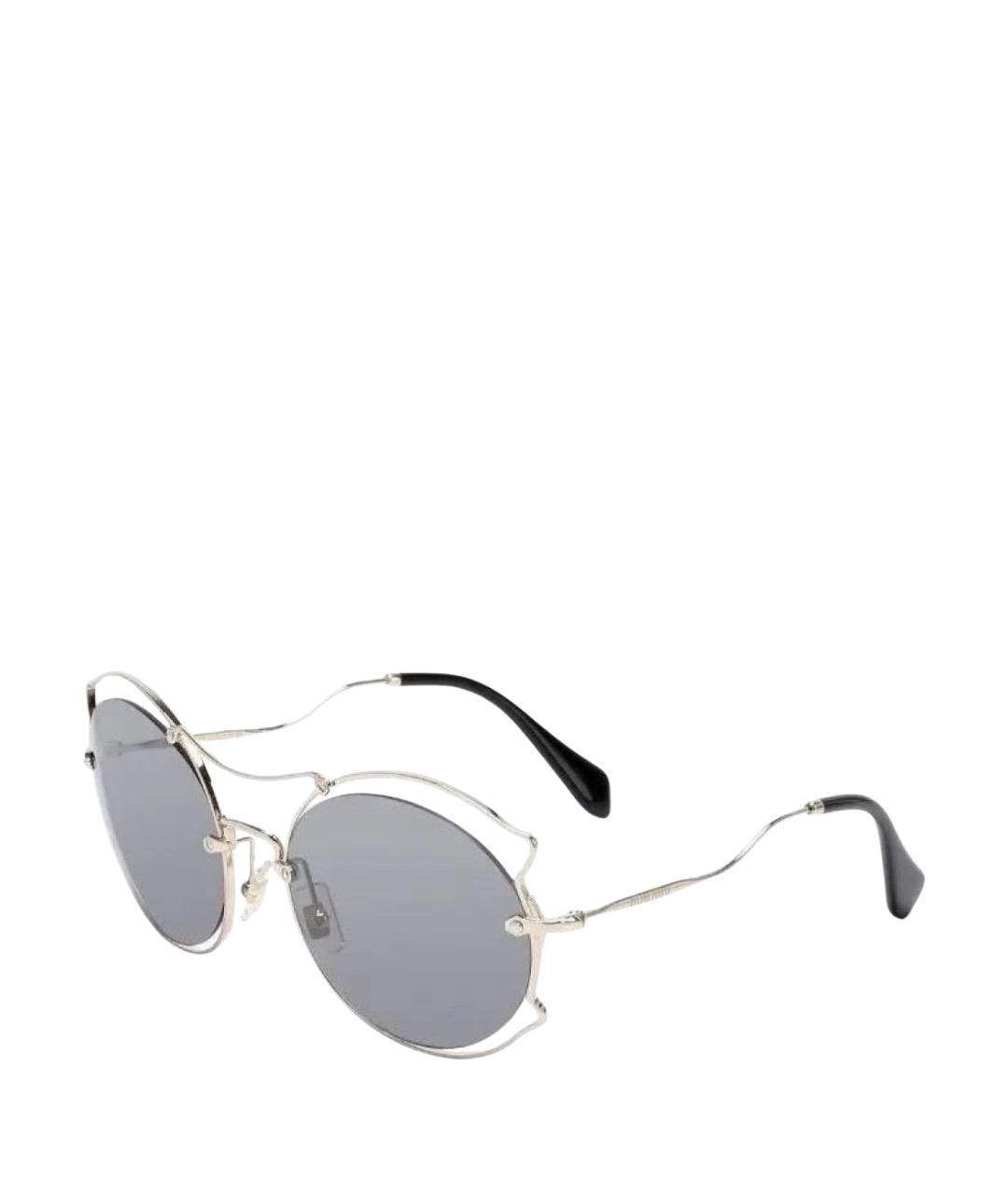 MIU MIU Серебряные металлические солнцезащитные очки, фото 1