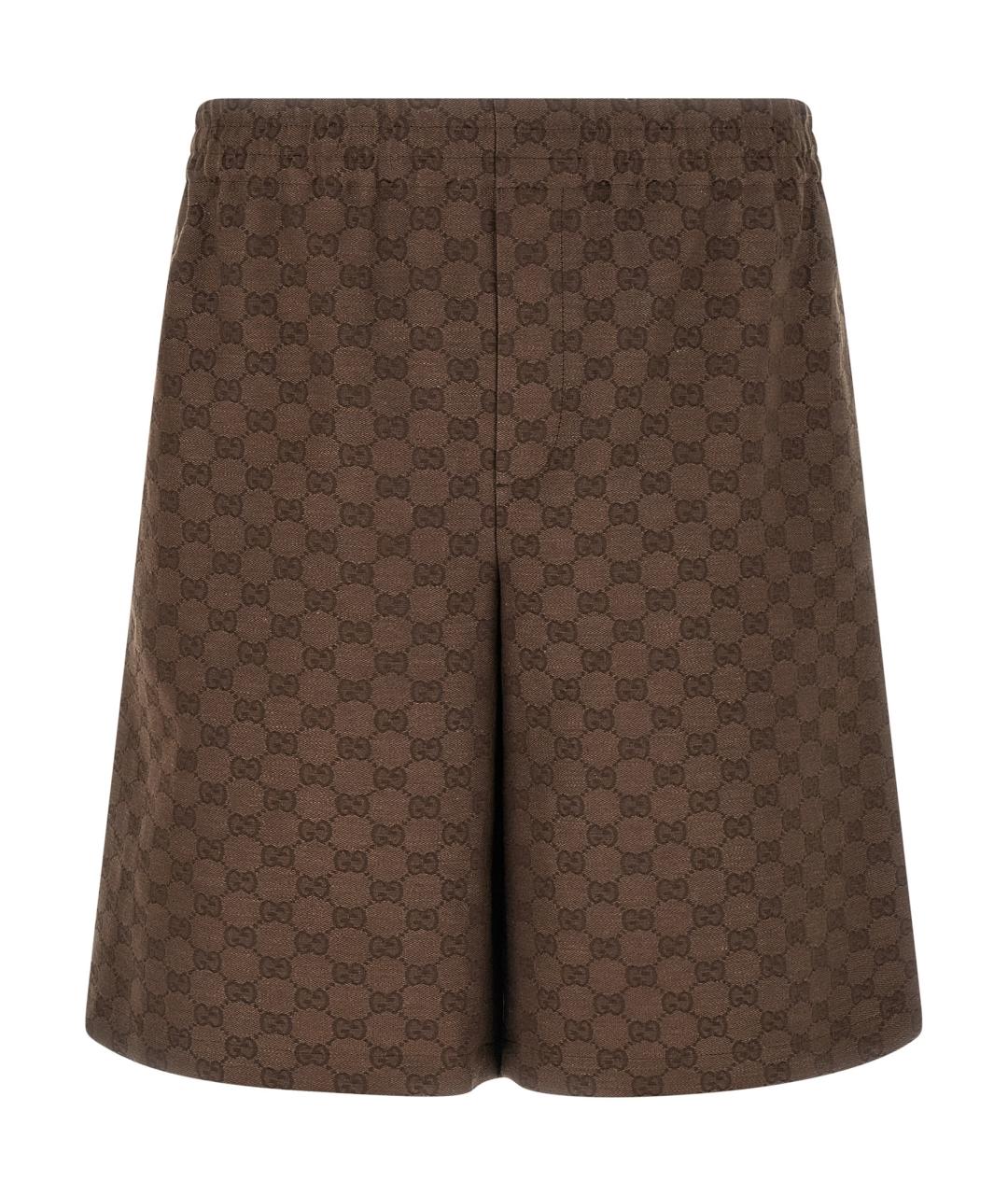 GUCCI Коричневые льняные шорты, фото 1
