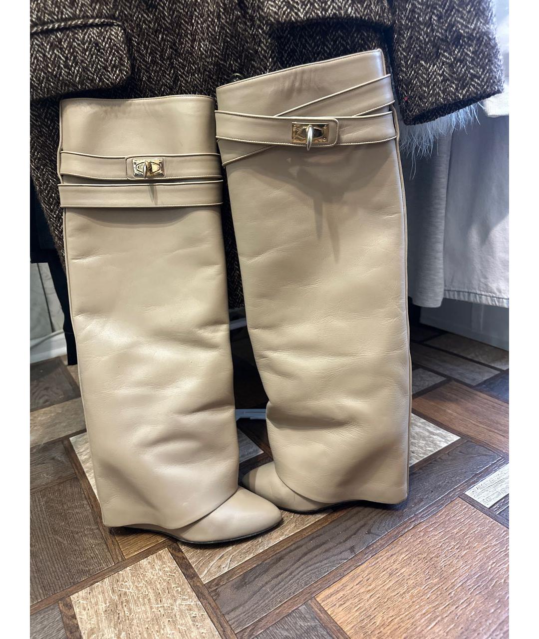 GIVENCHY Бежевые кожаные сапоги, фото 5