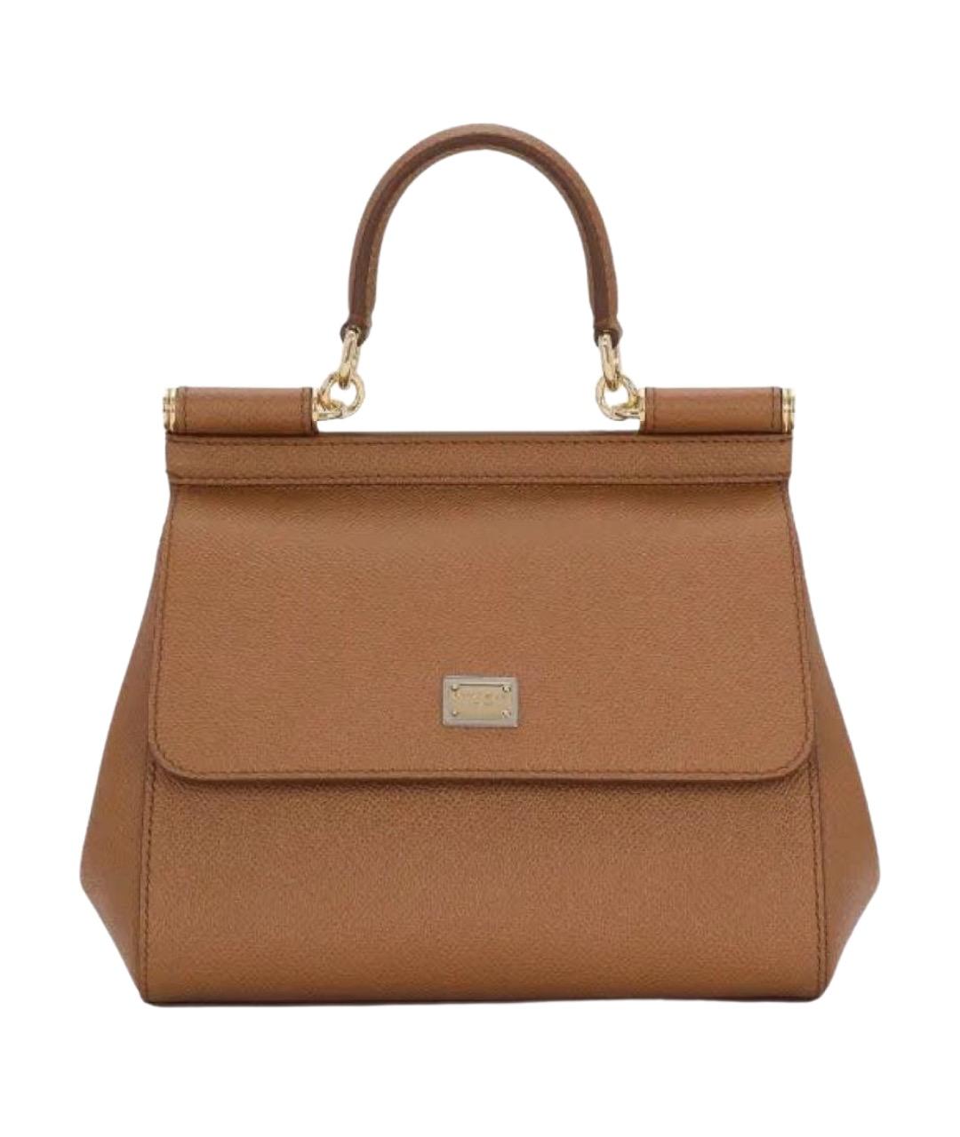 DOLCE&GABBANA Коричневая кожаная сумка с короткими ручками, фото 1