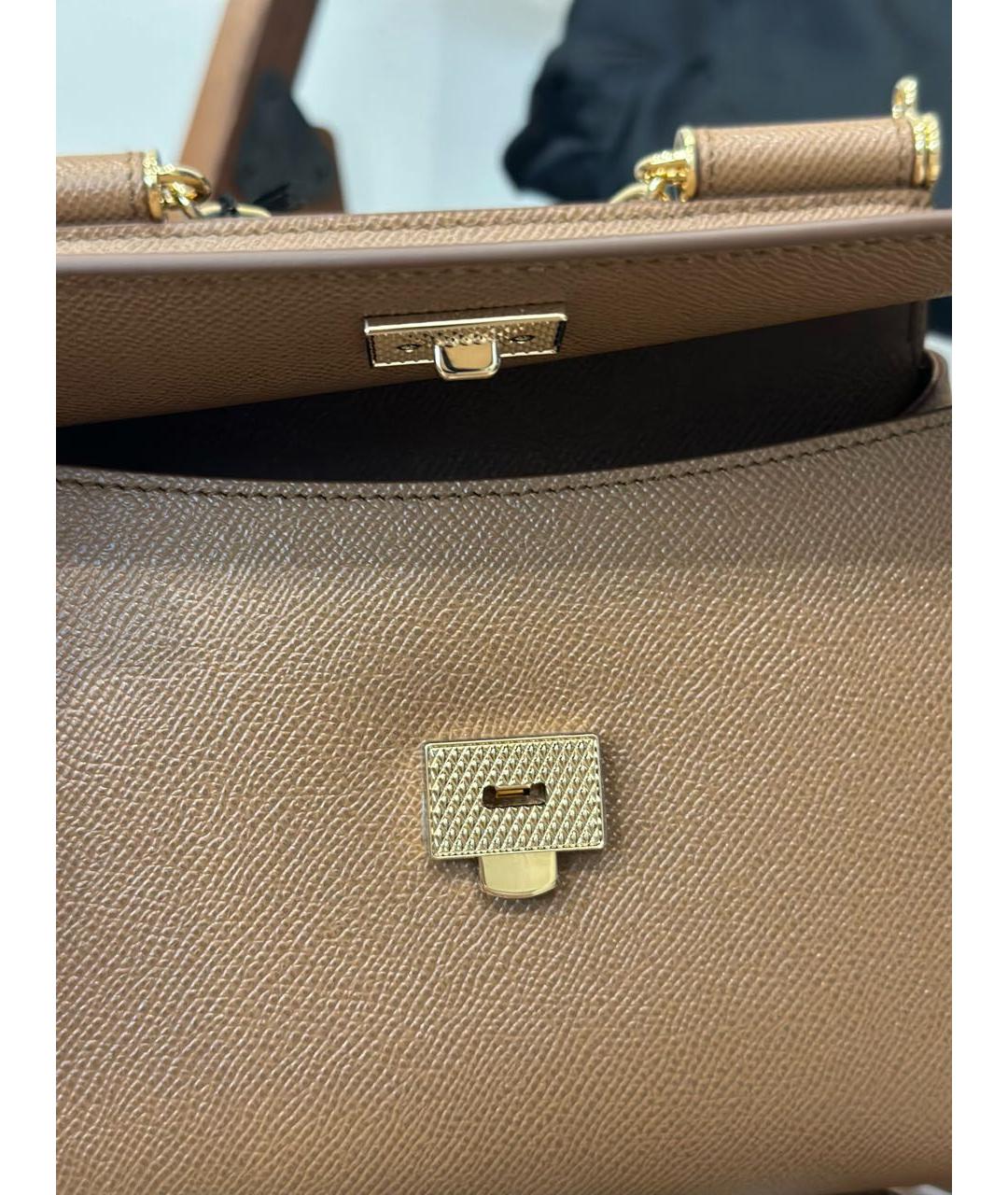 DOLCE&GABBANA Коричневая кожаная сумка с короткими ручками, фото 6