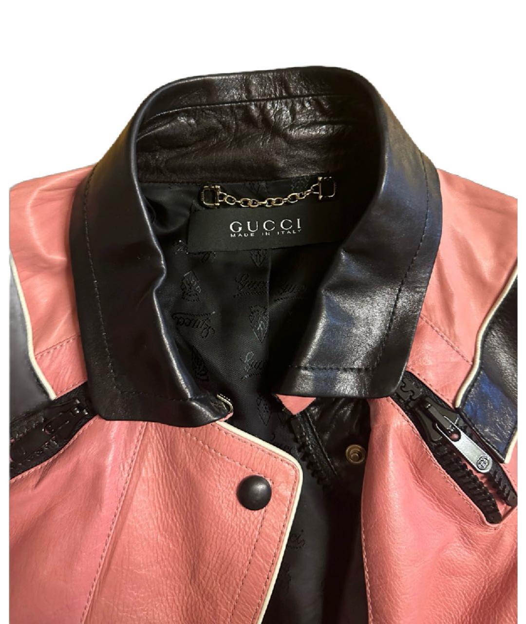 GUCCI Коралловая кожаная куртка, фото 3