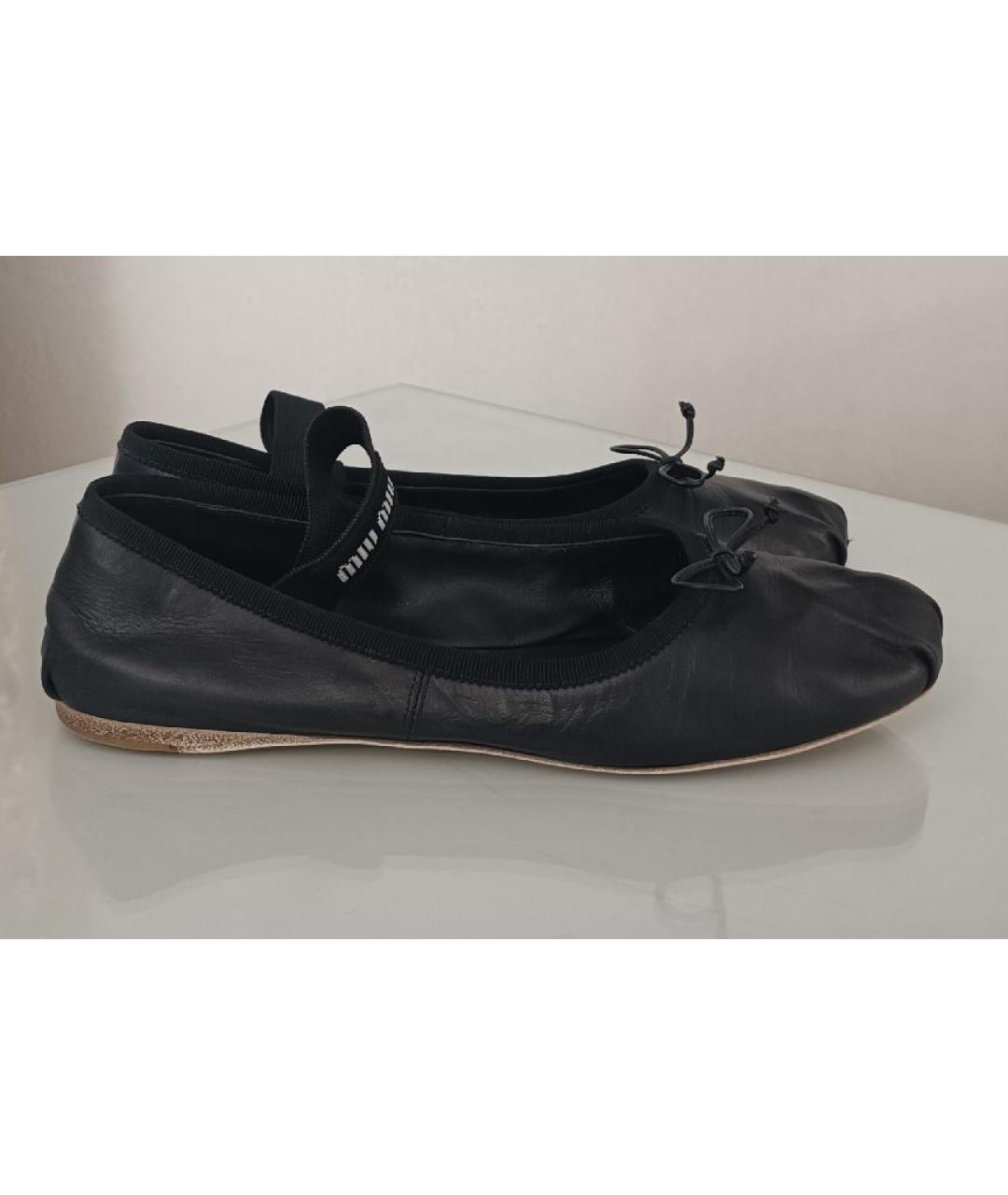 MIU MIU Черные кожаные балетки, фото 8