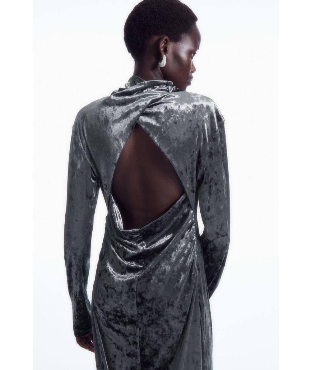 COS Антрацитовое бархатное вечернее платье, фото 5