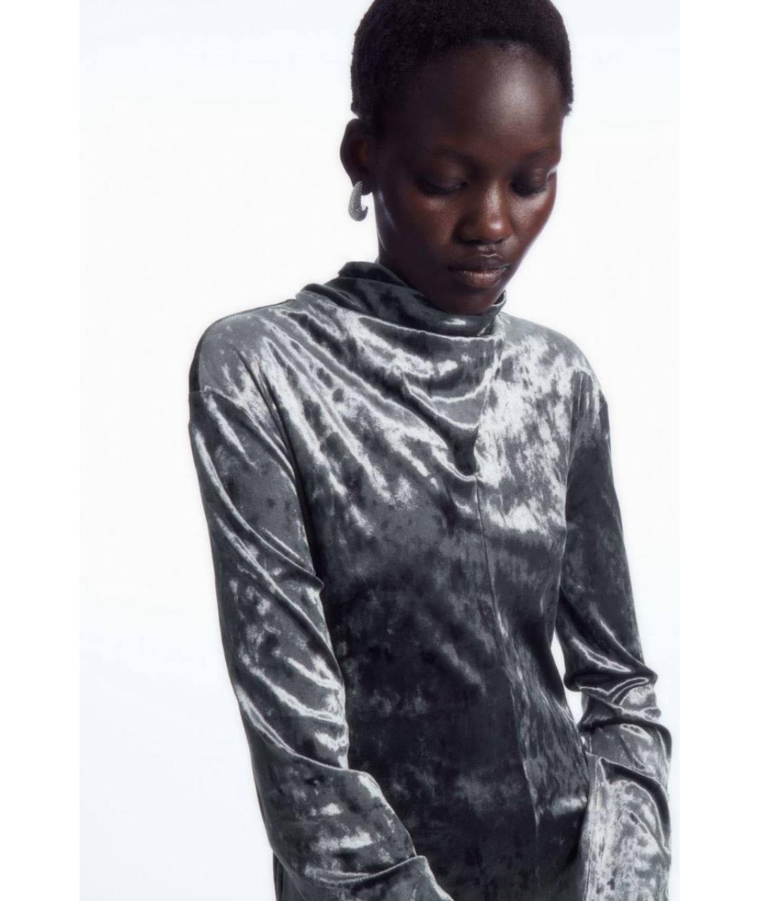 COS Антрацитовое бархатное вечернее платье, фото 4