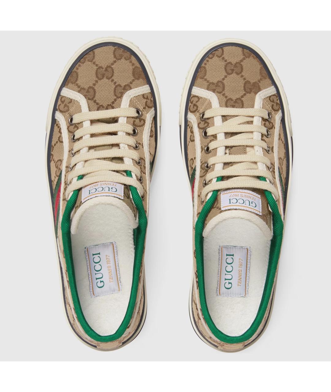 GUCCI Бежевые текстильные кеды, фото 4