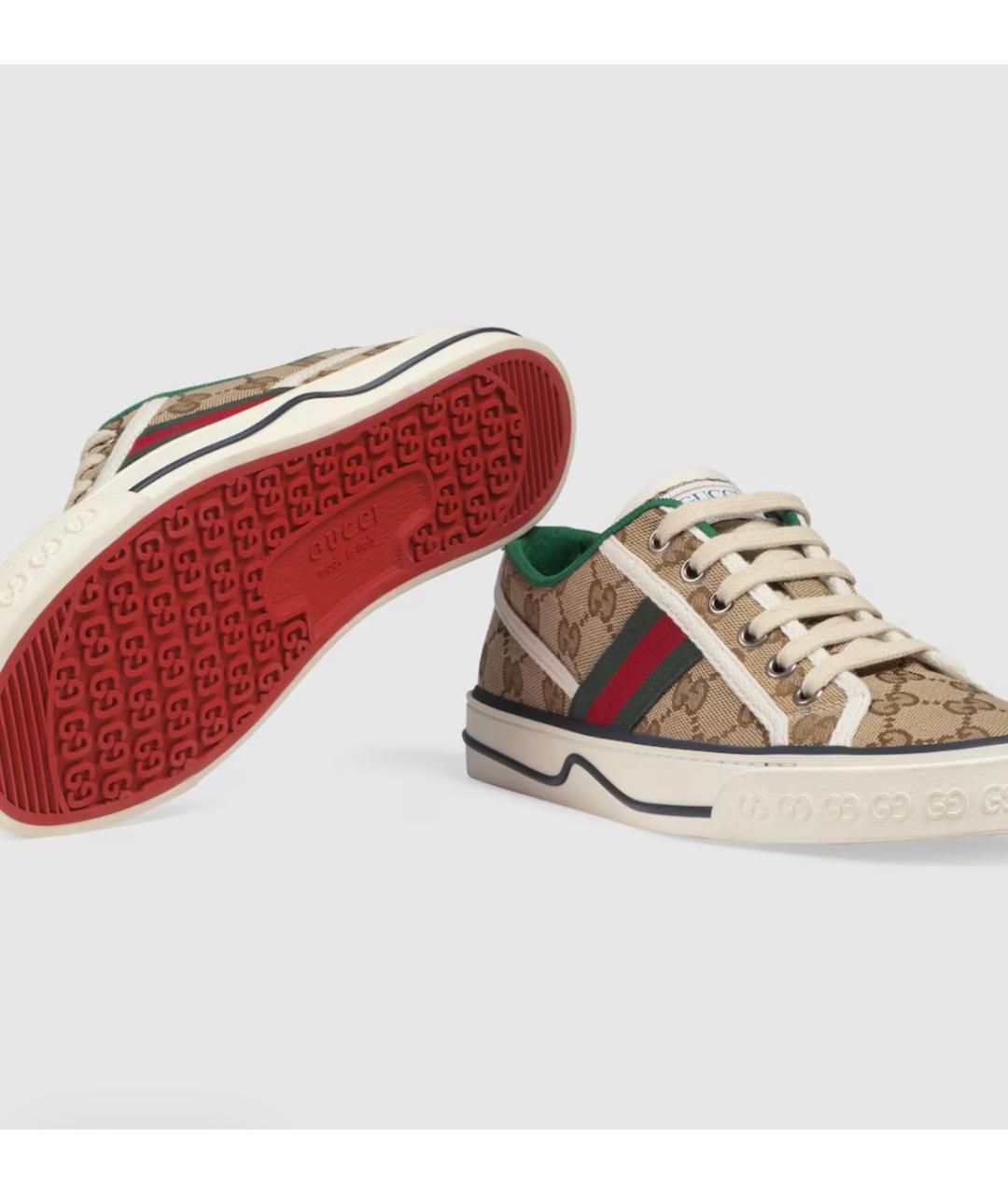 GUCCI Бежевые текстильные кеды, фото 6