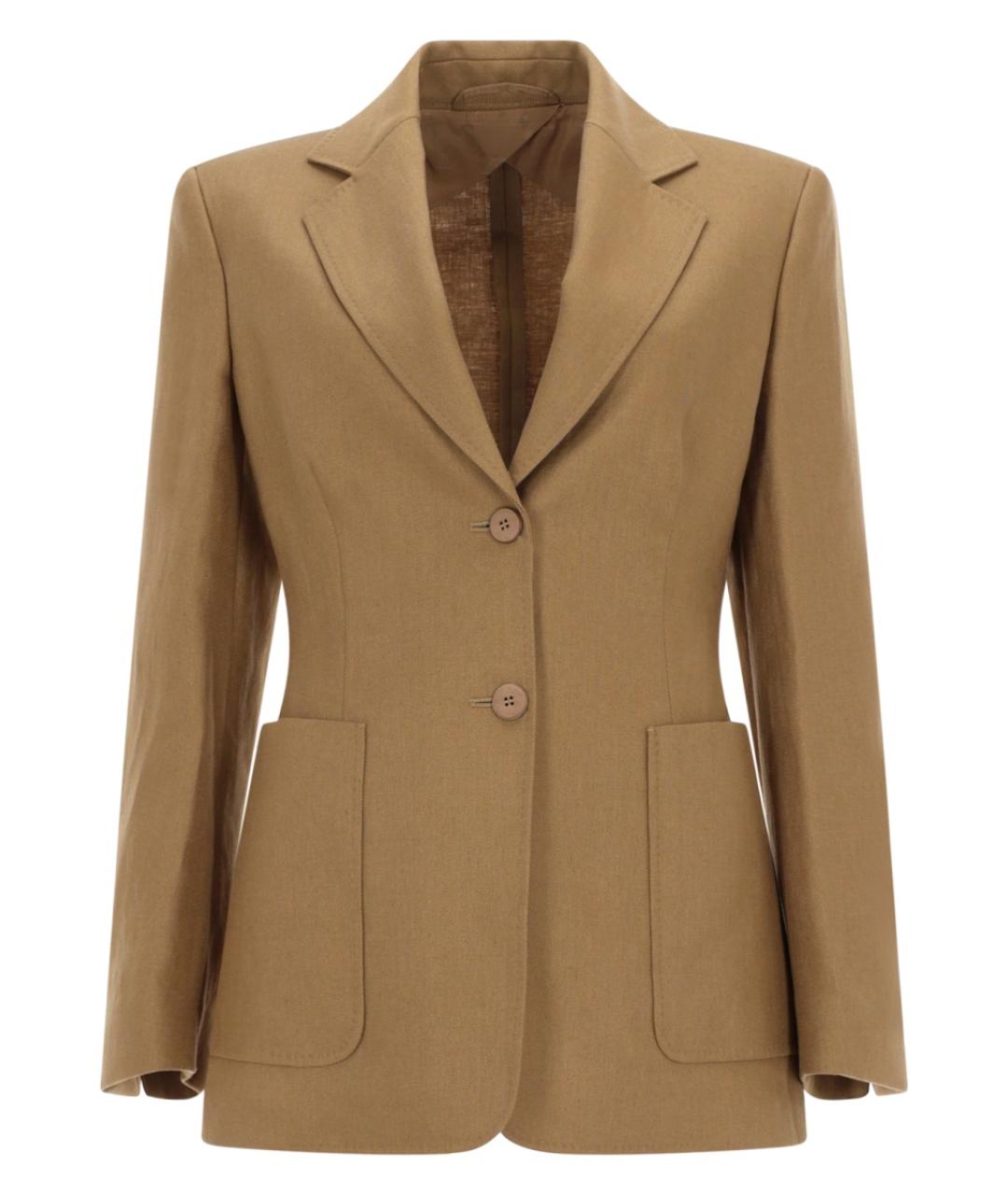 MAX MARA Коричневый льняной жакет/пиджак, фото 1