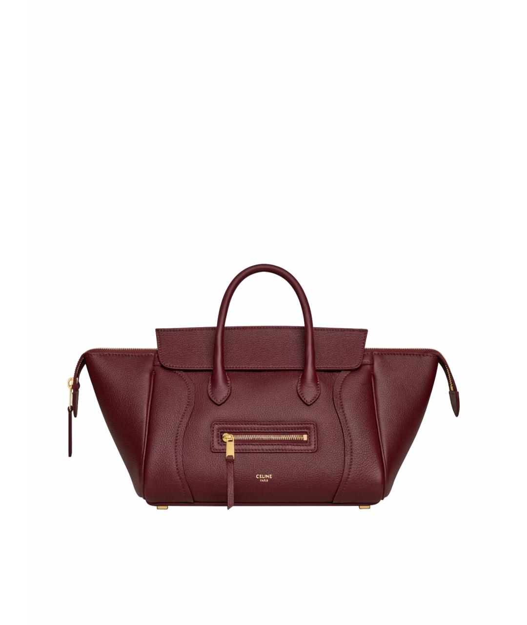 CELINE Бордовая кожаная сумка тоут, фото 1