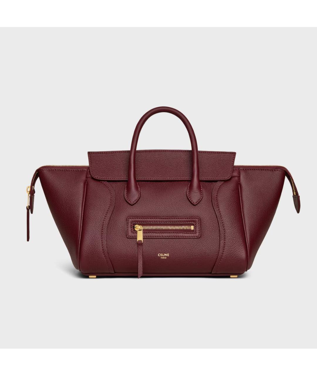 CELINE Бордовая кожаная сумка тоут, фото 5