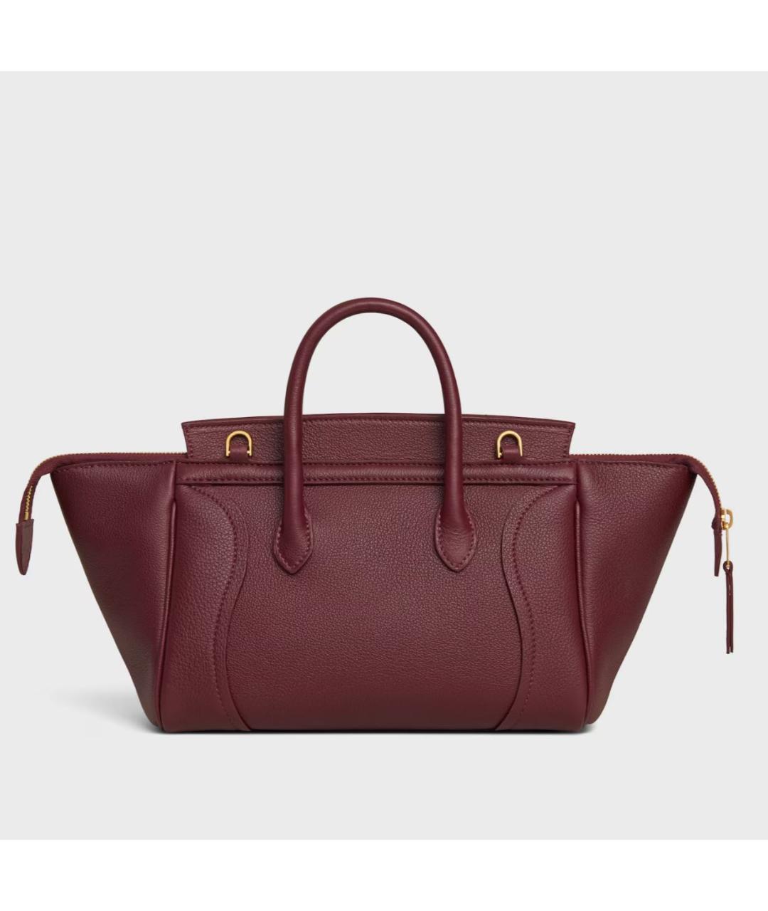 CELINE Бордовая кожаная сумка тоут, фото 3
