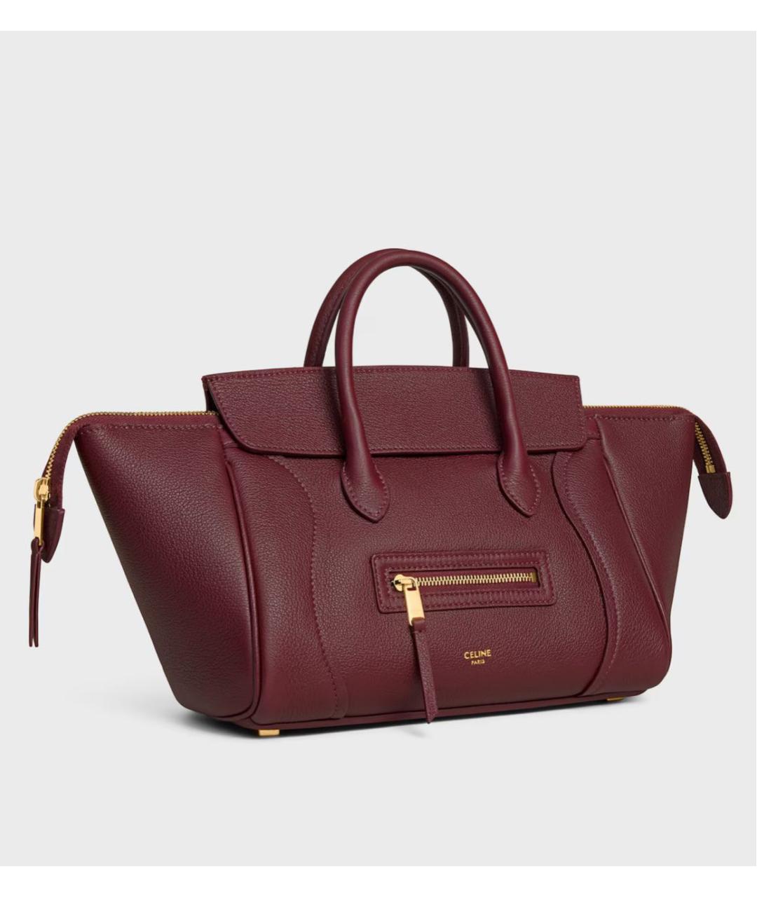 CELINE Бордовая кожаная сумка тоут, фото 2