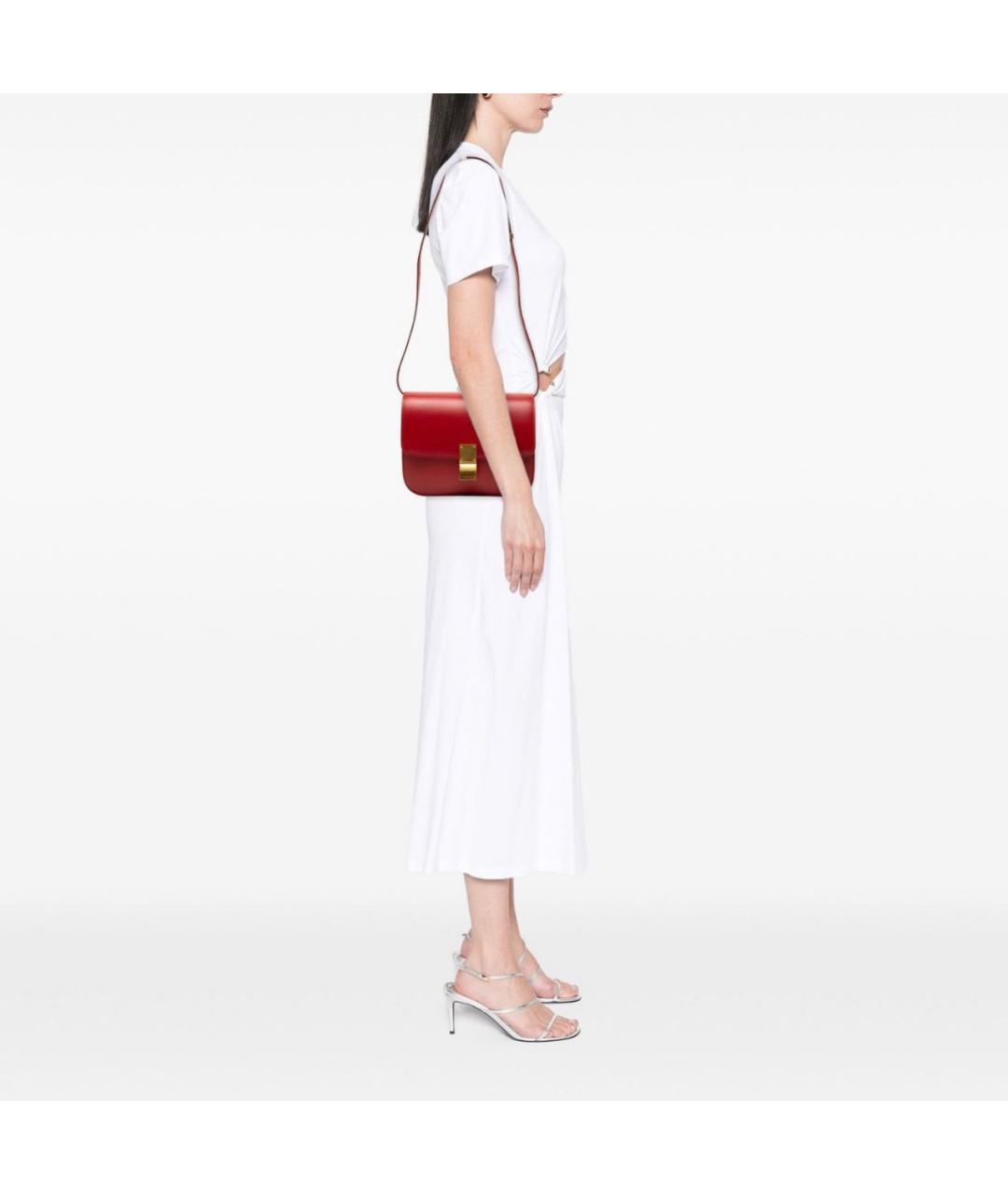 CELINE Красная кожаная сумка через плечо, фото 6