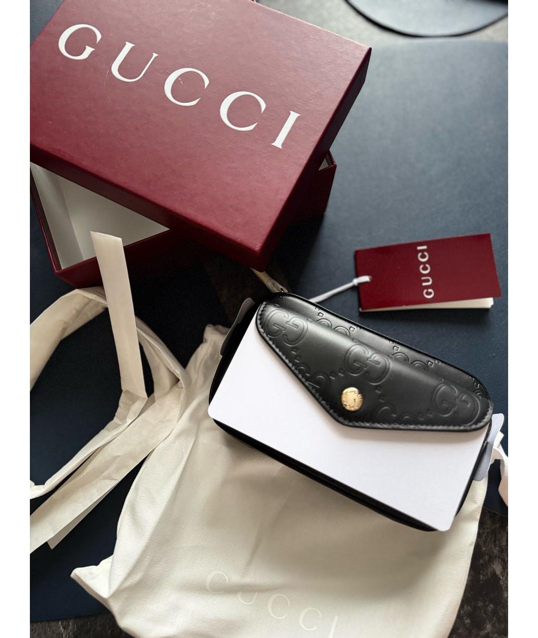 GUCCI Черная кожаная сумка через плечо, фото 6