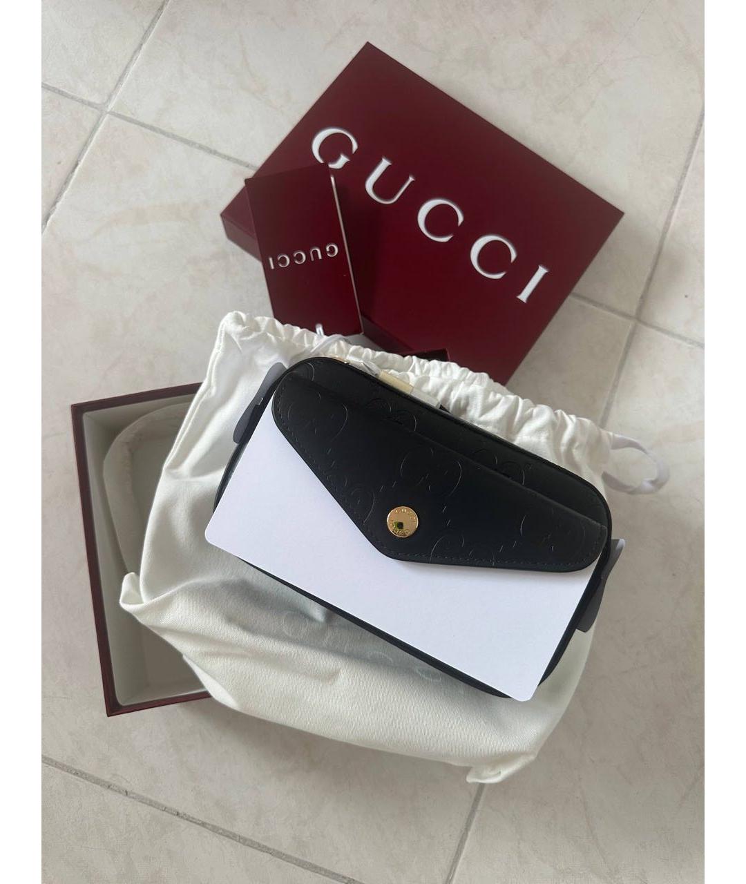 GUCCI Черная кожаная сумка через плечо, фото 5