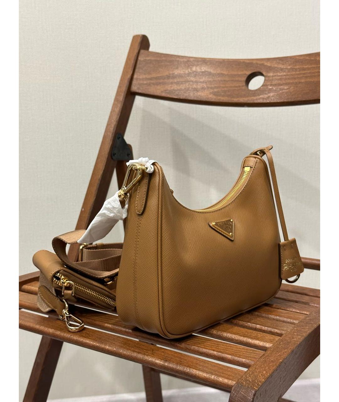 PRADA Коричневая кожаная сумка через плечо, фото 5