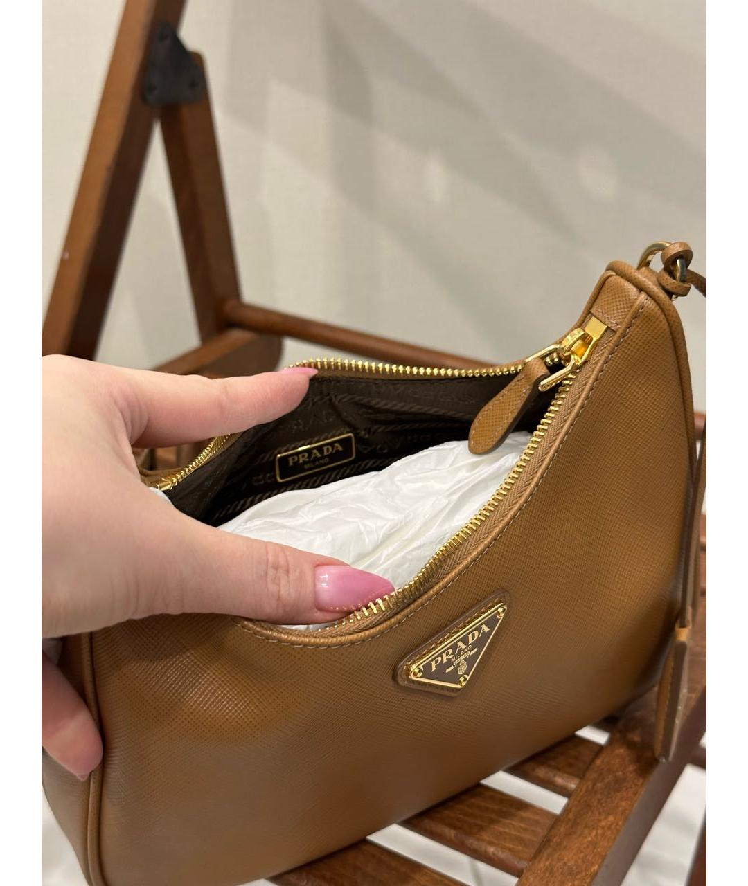 PRADA Коричневая кожаная сумка через плечо, фото 6