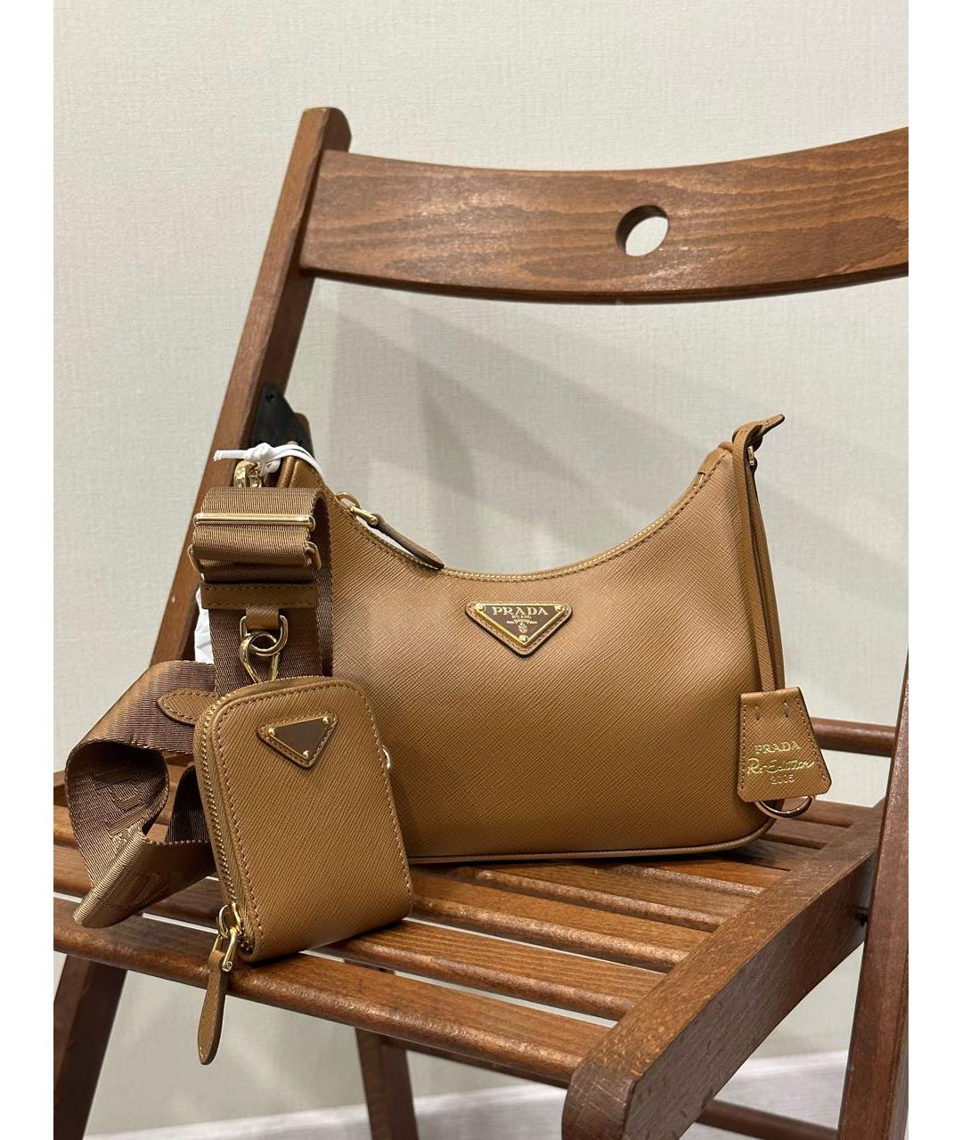 PRADA Коричневая кожаная сумка через плечо, фото 4