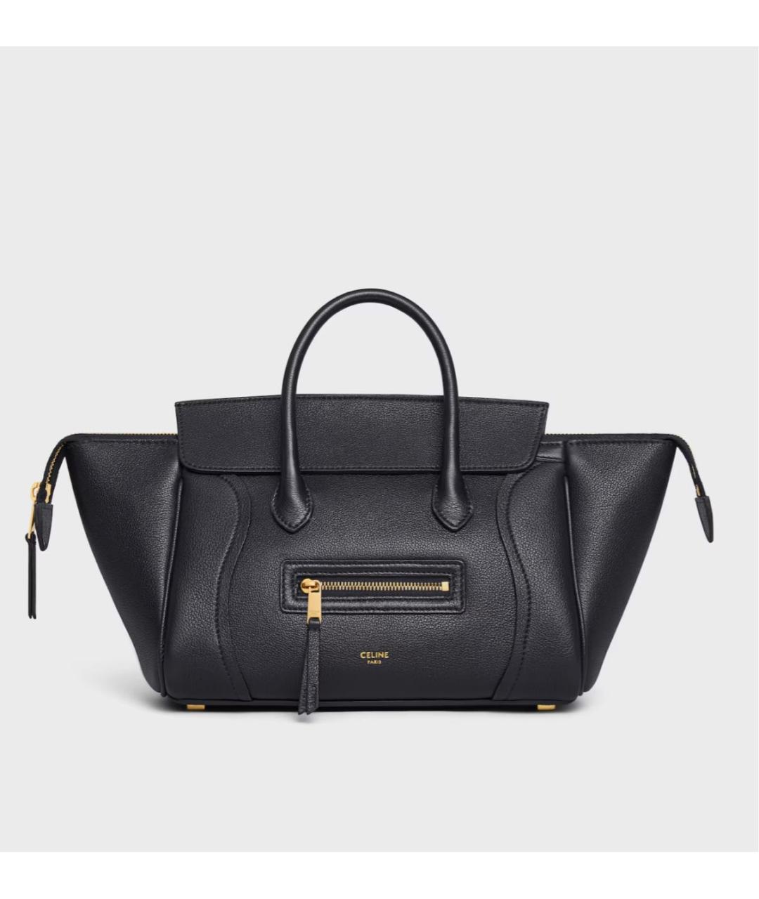 CELINE Черная кожаная сумка тоут, фото 5