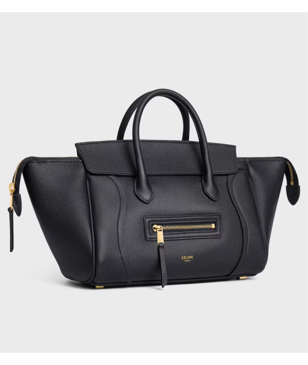 CELINE Черная кожаная сумка тоут, фото 4