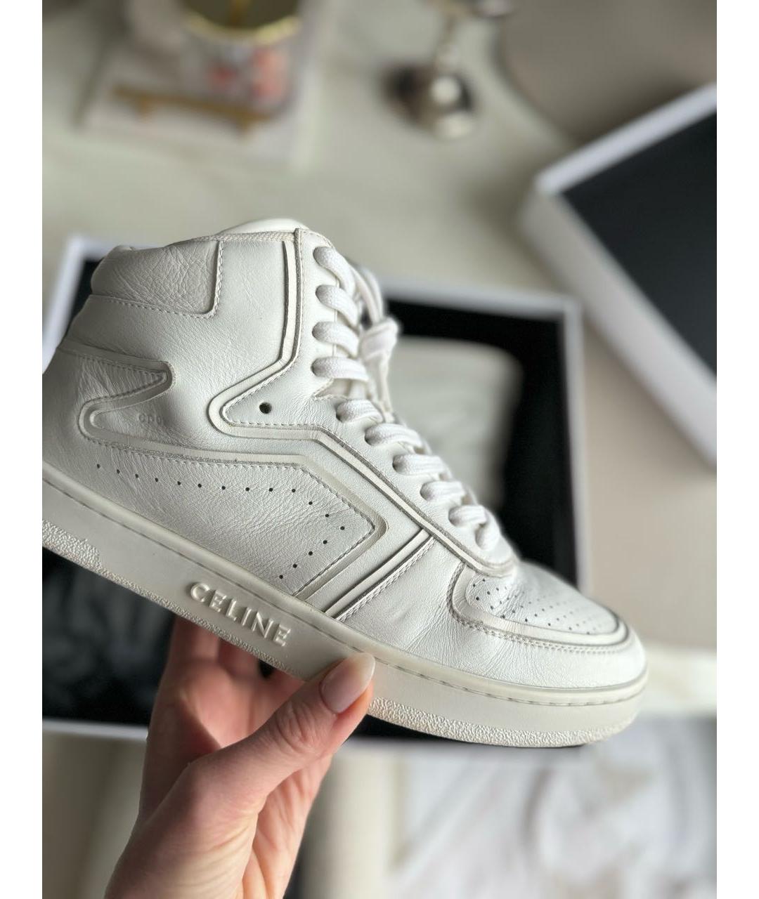 CELINE Белые кожаные кеды, фото 4