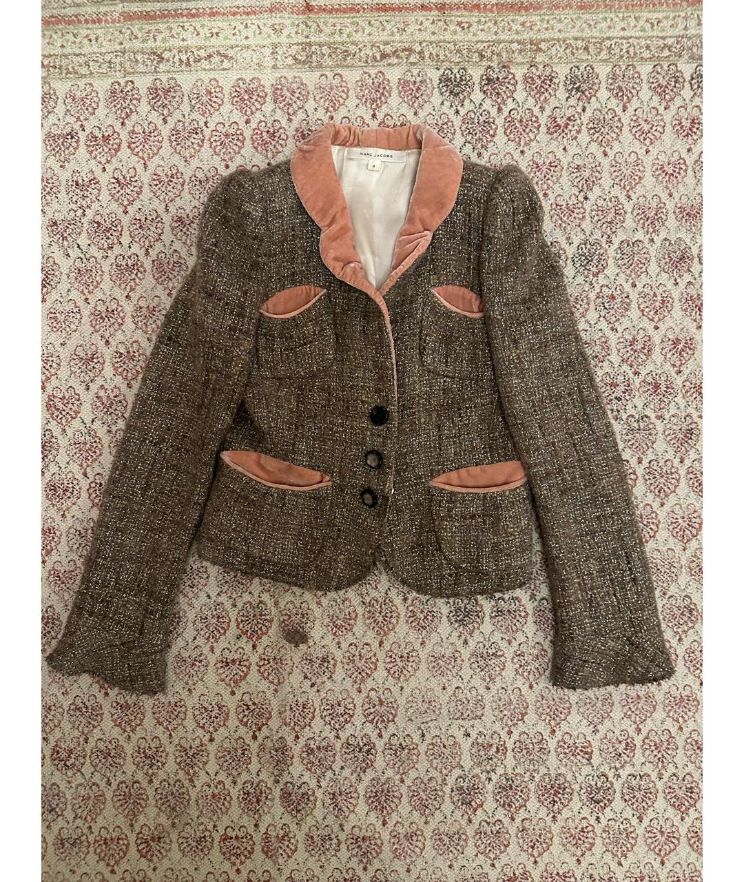 MARC JACOBS Антрацитовый твидовый жакет/пиджак, фото 5