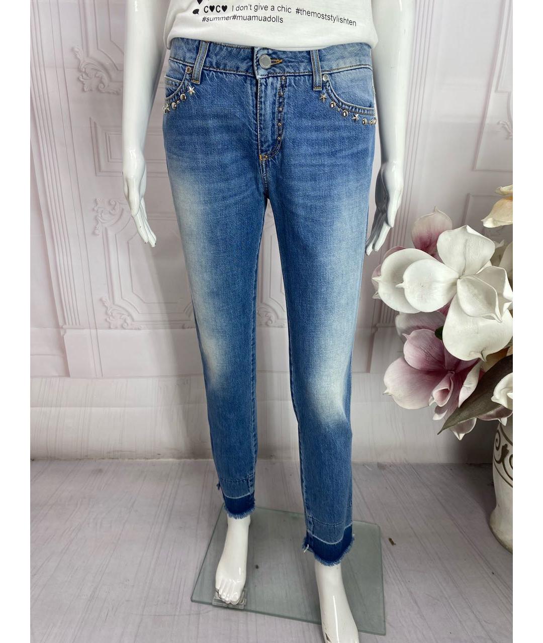 ERMANNO SCERVINO Голубые хлопковые прямые джинсы, фото 6