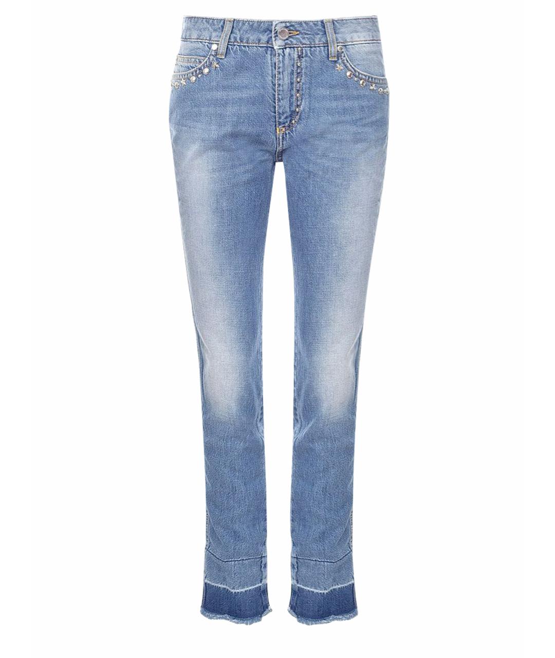 ERMANNO SCERVINO Голубые хлопковые прямые джинсы, фото 1