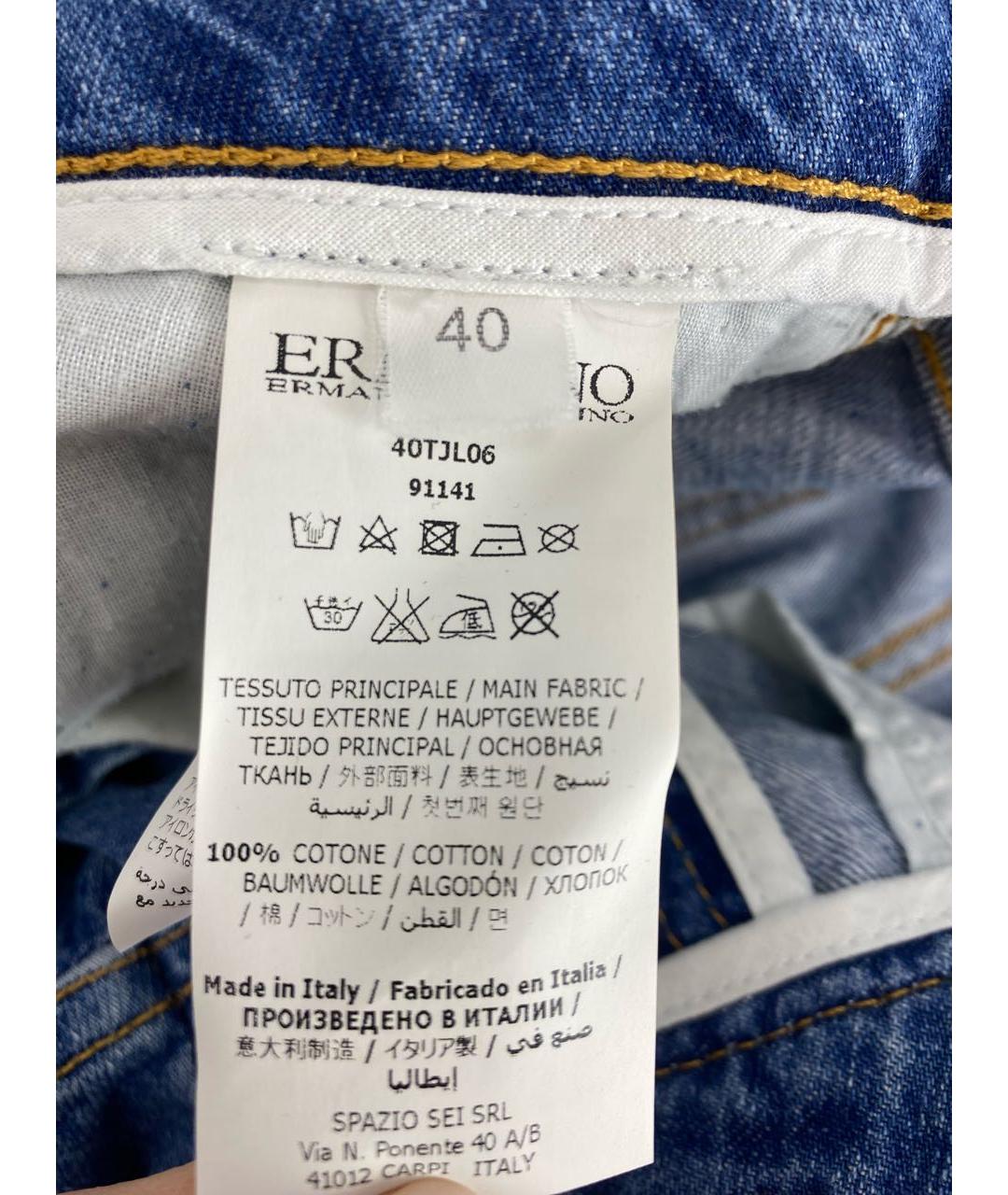 ERMANNO SCERVINO Голубые хлопковые прямые джинсы, фото 7