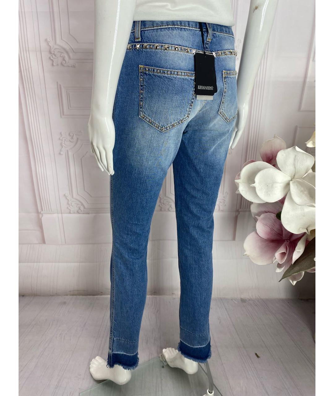 ERMANNO SCERVINO Голубые хлопковые прямые джинсы, фото 8