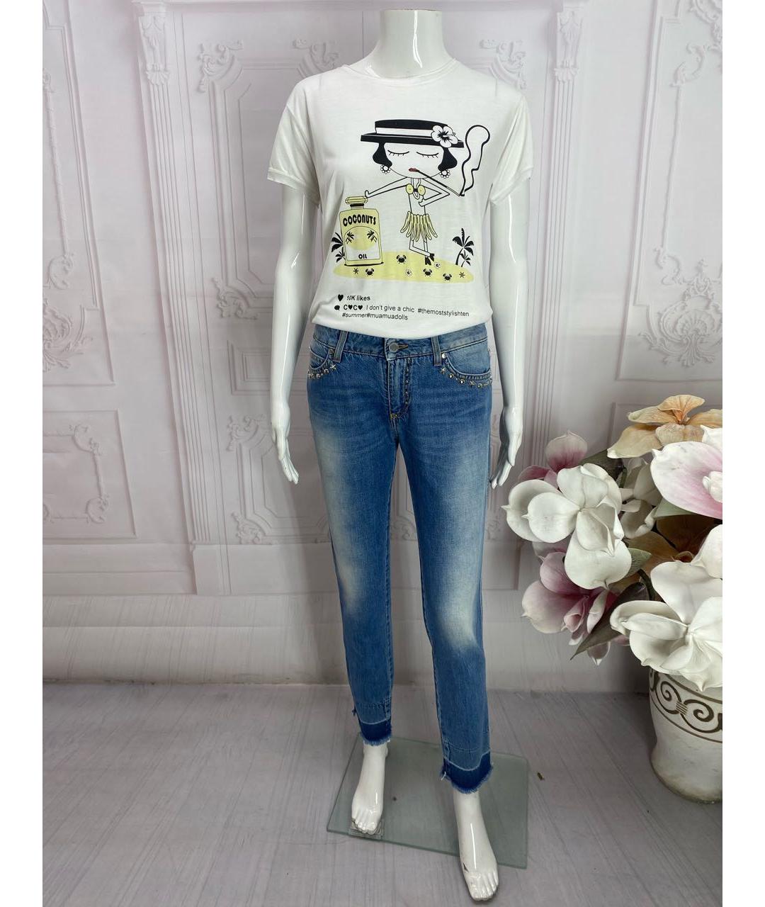 ERMANNO SCERVINO Голубые хлопковые прямые джинсы, фото 5