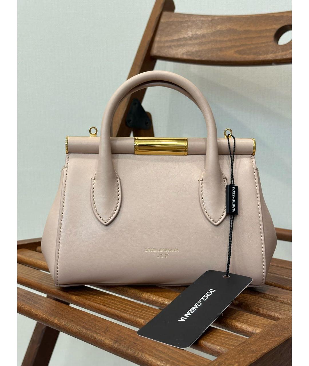 DOLCE&GABBANA Розовая кожаная сумка тоут, фото 3