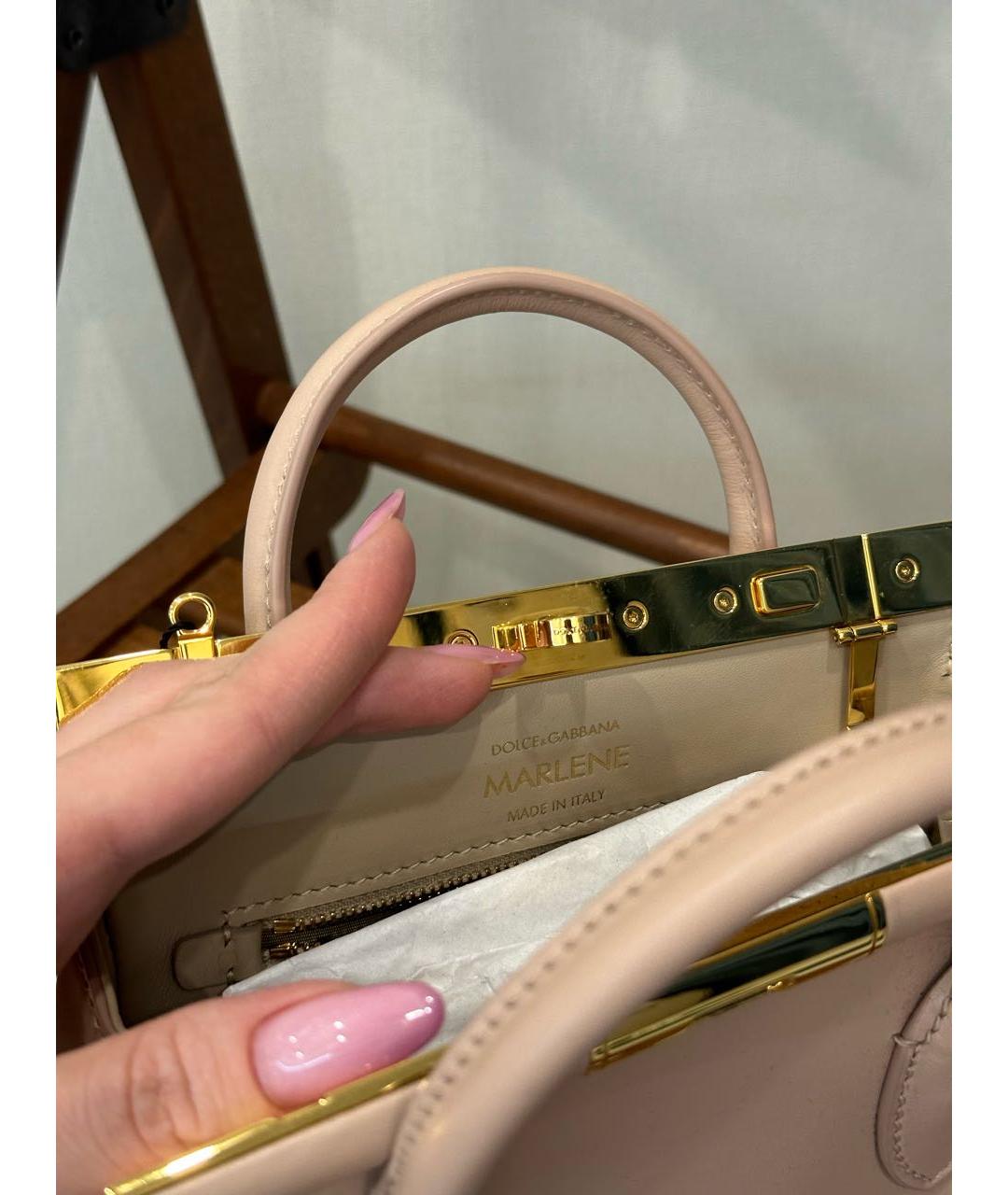 DOLCE&GABBANA Розовая кожаная сумка тоут, фото 4