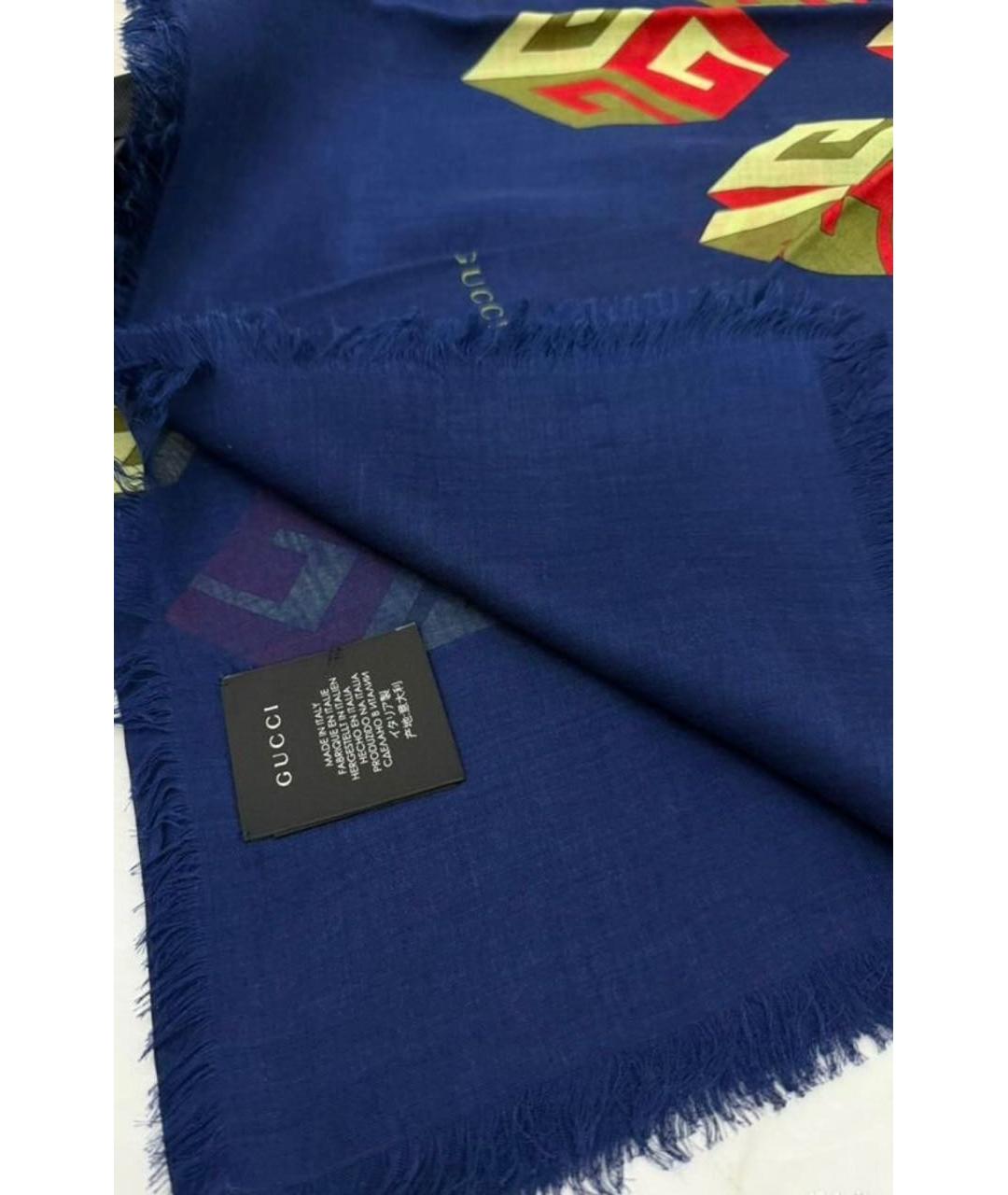 GUCCI Темно-синий шелковый платок, фото 5