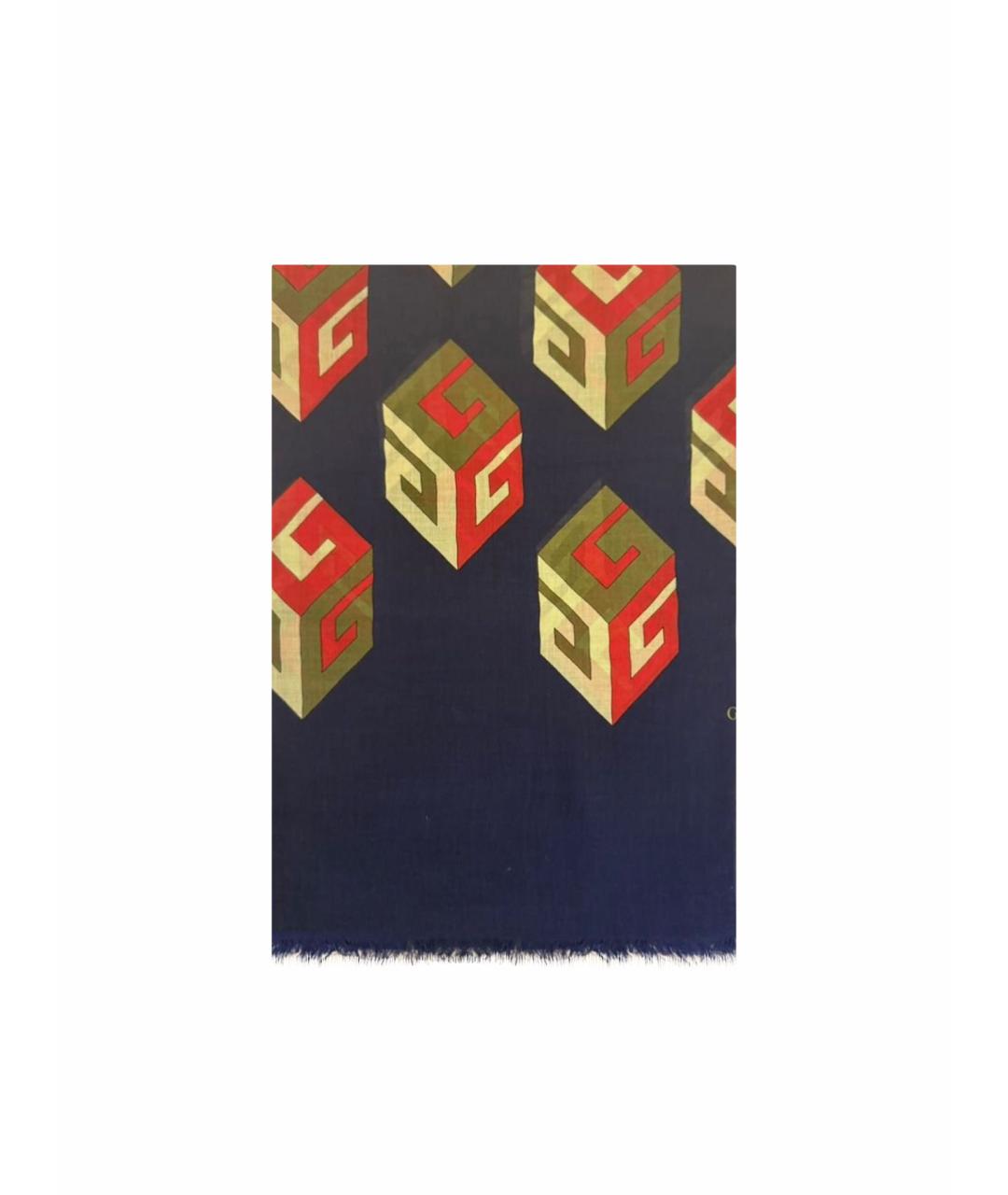 GUCCI Темно-синий шелковый платок, фото 1