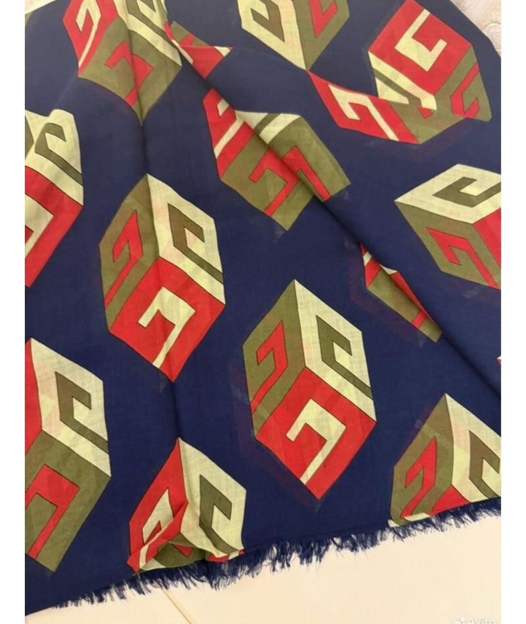 GUCCI Темно-синий шелковый платок, фото 3