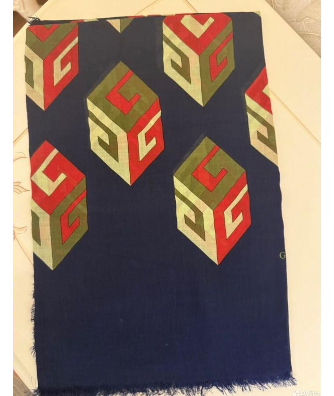 GUCCI Темно-синий шелковый платок, фото 8