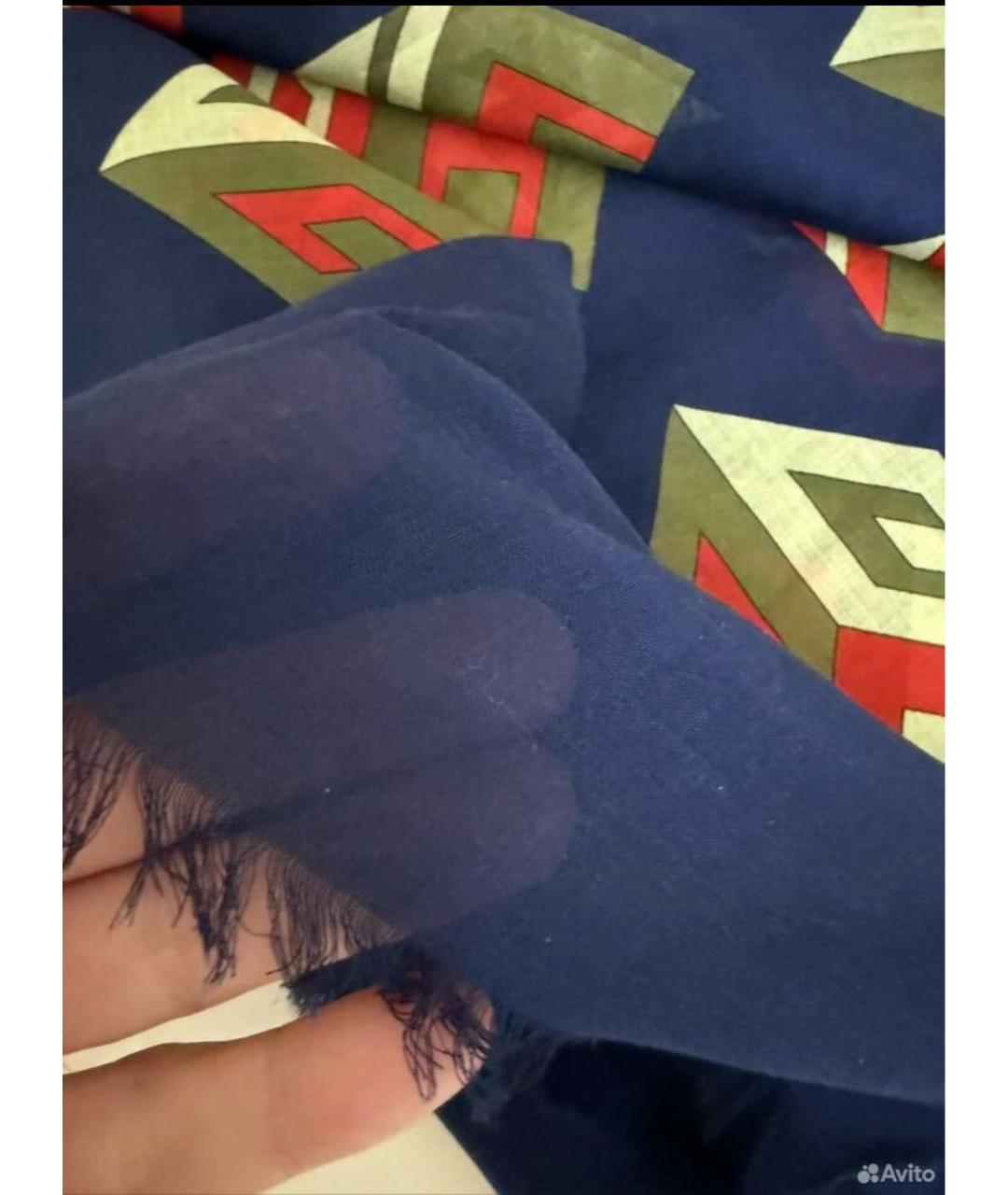 GUCCI Темно-синий шелковый платок, фото 4