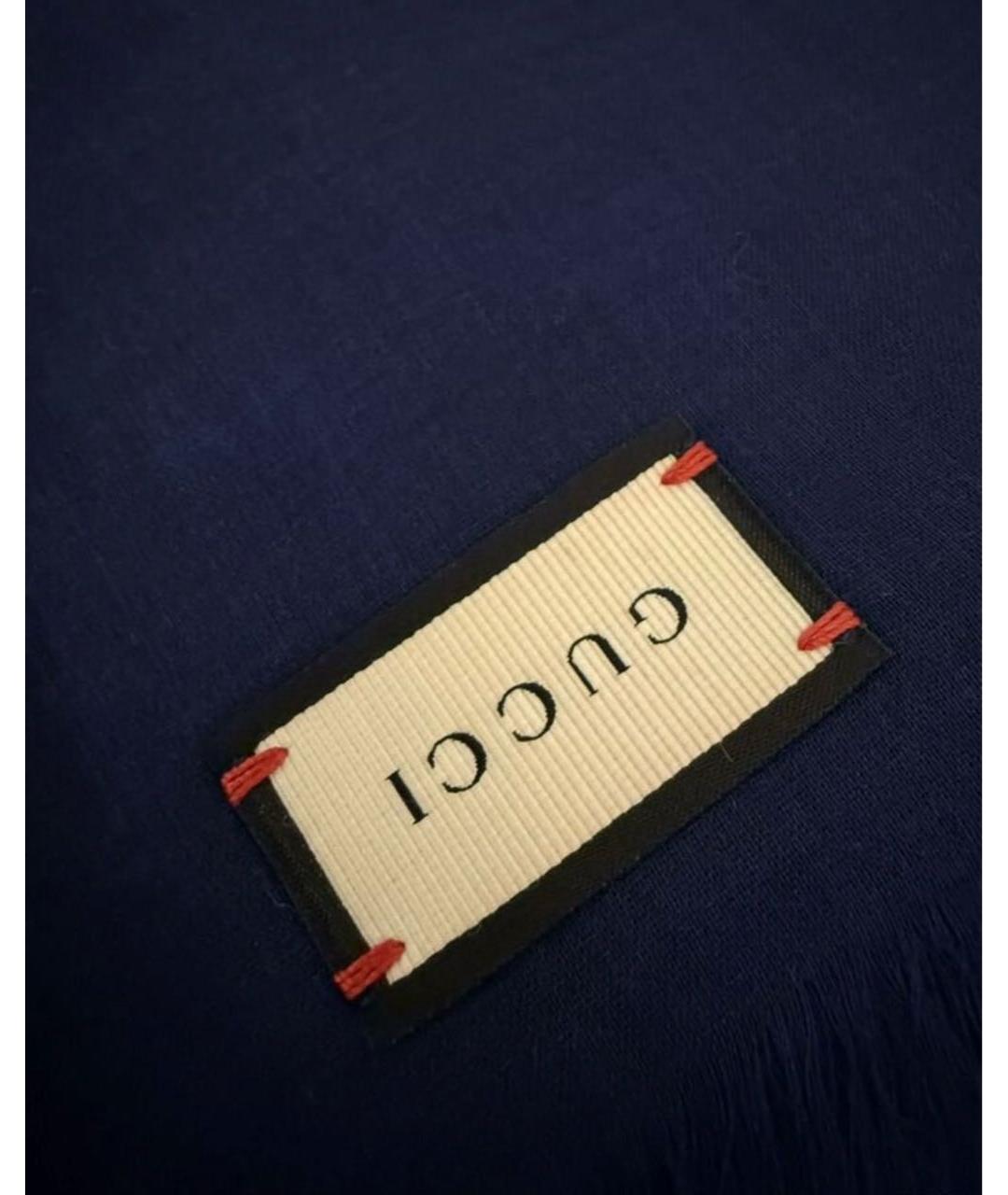 GUCCI Темно-синий шелковый платок, фото 6