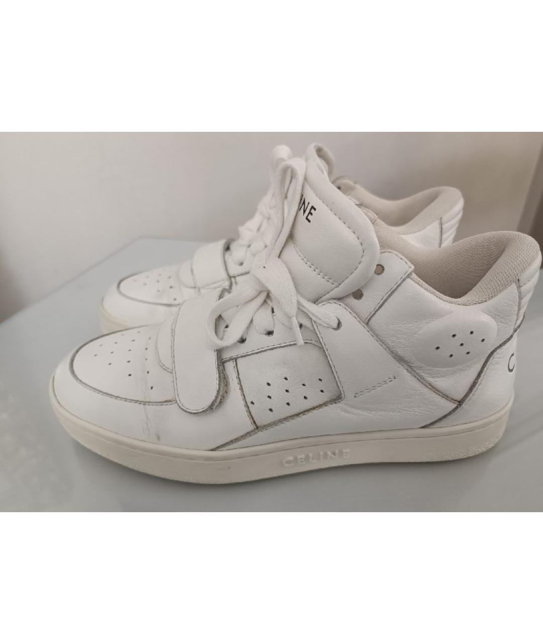 CELINE Белые кожаные кеды, фото 9