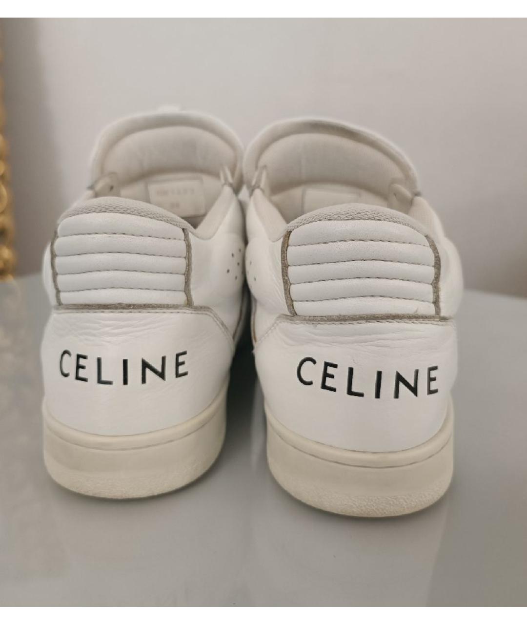 CELINE Белые кожаные кеды, фото 4