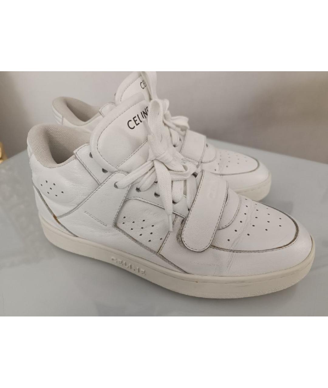CELINE Белые кожаные кеды, фото 7