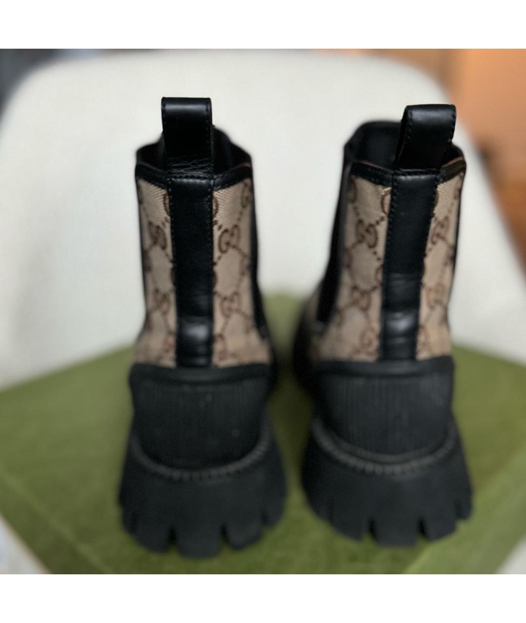 GUCCI Коричневые текстильные полусапоги, фото 3