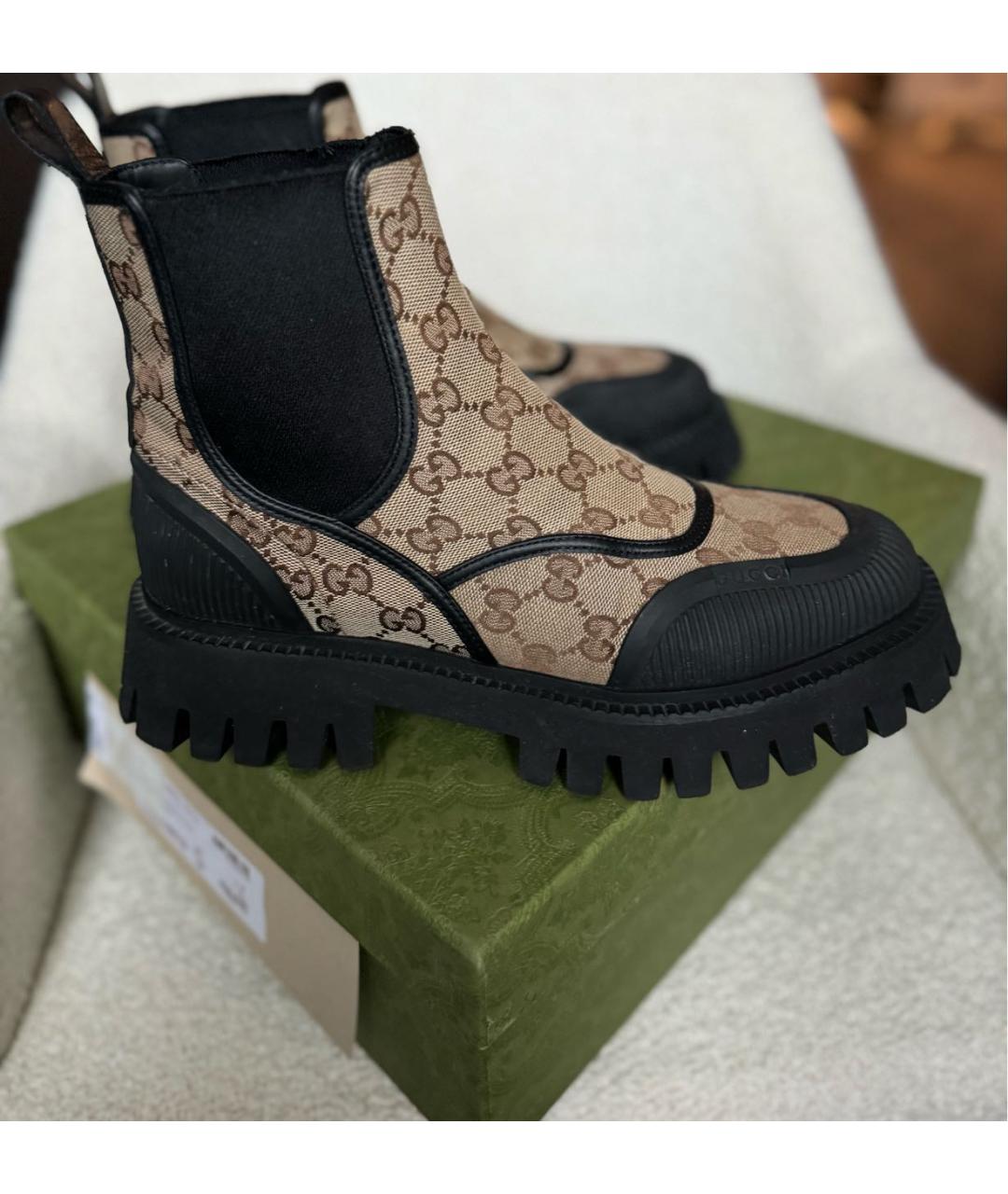 GUCCI Коричневые текстильные полусапоги, фото 5