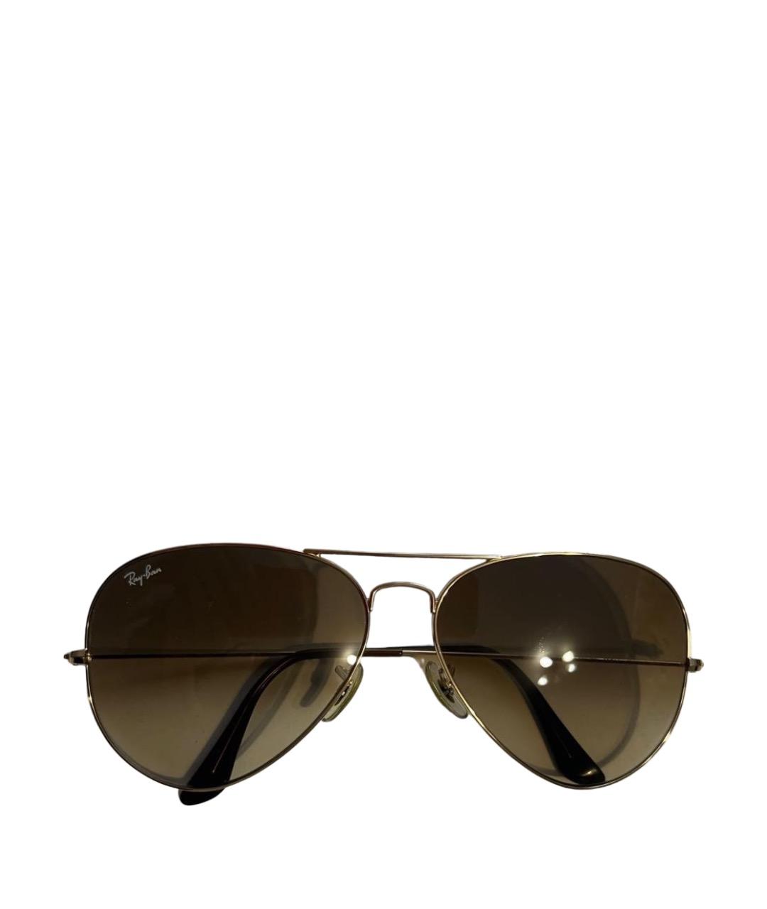 RAY BAN Коричневые металлические солнцезащитные очки, фото 1